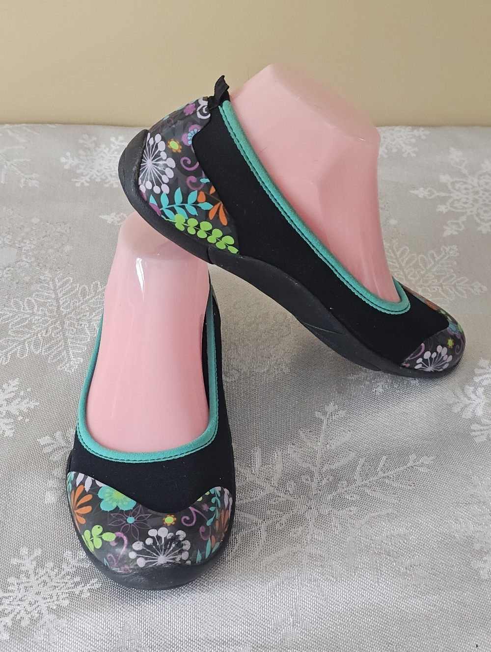 Muck Gardening Clogs Muckster's Neoprene Black Floral Water Shoes Sz 7